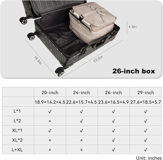 TABITORA Portable Hanging Travel Shelves Bag Packing Cube Organizer Suitcase Storage Large Capacity
