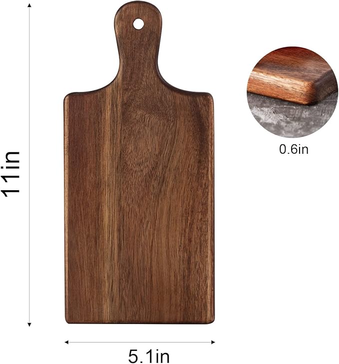 6 Pcs Personalized Acacia Cutting Boards with Handle, Wood Chopping Serving Board Set Bulk, DIY Engraving Gifts for Women Couples Wedding Anniversary Charcuterie Cheese Meat Pizza Bread Vegetables