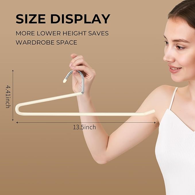 HUADYMEET 30 Pack Open Ended Metal Pant Hangers Non Slip, Slim Space Saving Clothes Hangers for Closet,Heavy Duty Strong Durable Hanger for Women,Men,Jean,Trousers,Shorts,Slacks,Skirts(Beige)
