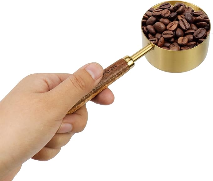 1/2 Cup Measuring Cup with Wooden Handle, 125ml Stainless Steel Measuring Scoop 1/2 Cup Measuring Cups for Baking Cooking Wet and Dry Ingredients (125ml)