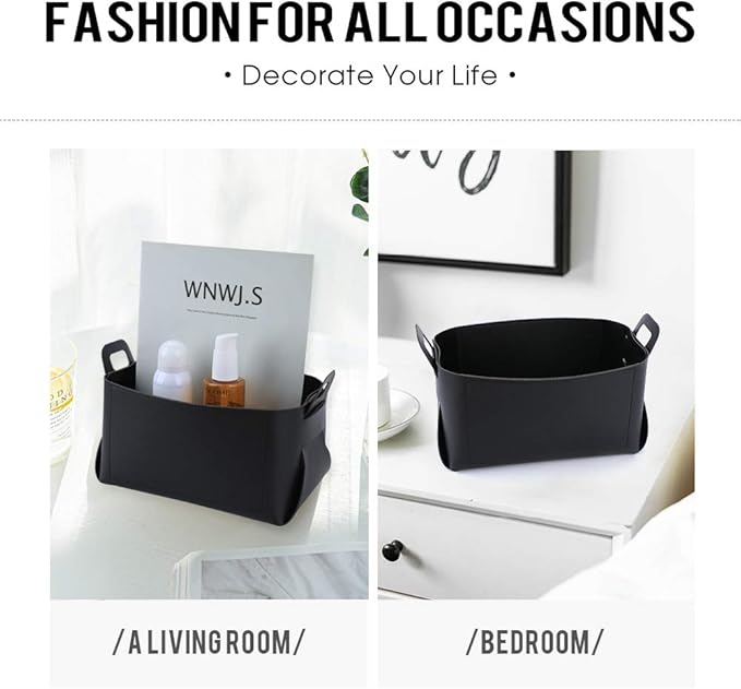 Leather Valet Tray, Jewelry Tray, Catchall Tray, Desktop Storage Organizer，Bedside Caddy for Men Key Wallet Watch Coin Phone Change,Candy Holder Sundries Tray,Convenient for Travel (Black)