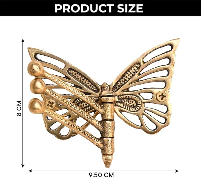 Indian Shelf 33Lb. Brass Butterfly Foldable Coat Hooks Heavy Duty, Swivel Tri Arm Decorative Wall Hooks Gold Key Holder, 3 Prong Vintage Gold Coat Rack Wall Mount, Folding Hat Rack
