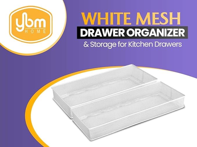 YBM HOME Silver Mesh Drawer Cabinet and or Shelf Organizer Bins, School Supply Holder Office Desktop Organizer Basket (12, 3x15x2 Inch)