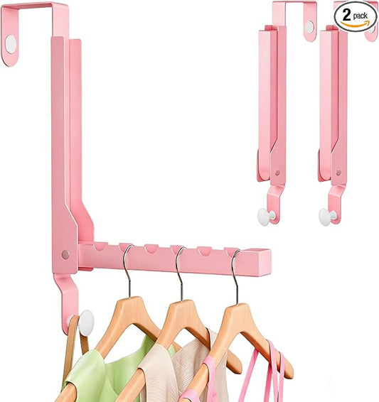2 Pack Over The Door Drying Rack for Laundry, Over The Door Hanger Foldable, Heavy Duty Over The Door Hooks Hanger,Over Door Hook for Hanging Clothes,Rust-Resistant Over The Door Clothes Hanger