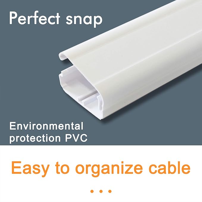 TV Cord Cover Cable Raceway on Wall, 31.5 inch Cable Management System for Cord Cable Concealer, Printable White Cable Cover Channel for Wall Mounted TV, Speaker Wire Hider, 2X L15.7in W1.5in H0.7in