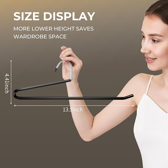 HUADYMEET 30 Pack Open Ended Metal Pant Hangers Non Slip, Slim Space Saving Clothes Hangers for Closet,Heavy Duty Strong Durable Hanger for Women,Men,Jean,Trousers,Shorts,Slacks,Skirts(Black)