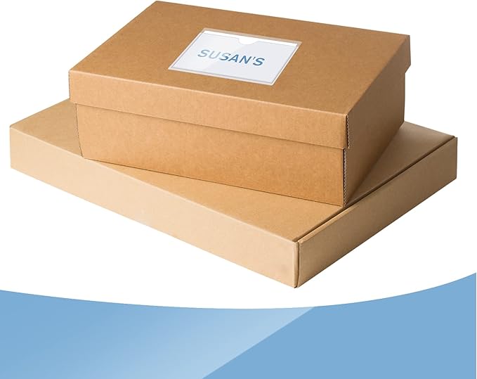 Outus 200 Pack 2.48 x 4.06 Inch Self Adhesive Label Pockets Bulk Plastic Labels Holders for Storage Bins Clear Classroom Nameplate Sleeves Index Card Tote Photos Waterproof Protect Office