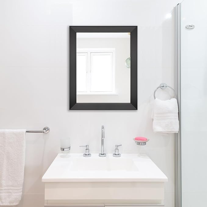 Ruomeng Rectangular Wall Mirror 16" x 20" Framed Mirror for Bathroom, Bedroom, Entryway, Living Room, Black