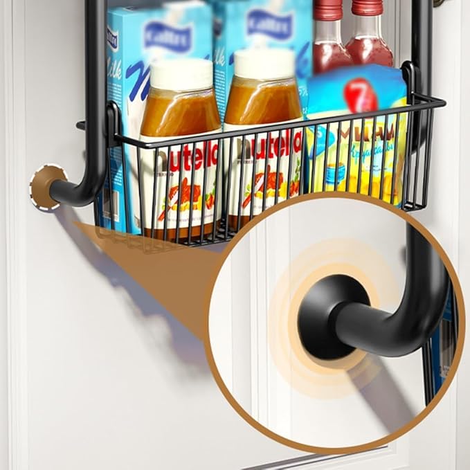 Over the Door Pantry Organizer, Metal Hanging Spice Rack with Adjustable Basket, over Door Hanging Storage and Organization for Pantry Kitchen Storage