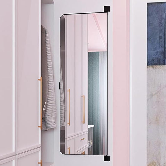 180° Swivel Full Length Mirror, 43" x 15.2" Wall Mounted Full Length, Hideaway Closet Mirror for Cloakroom, Bedroom, Door