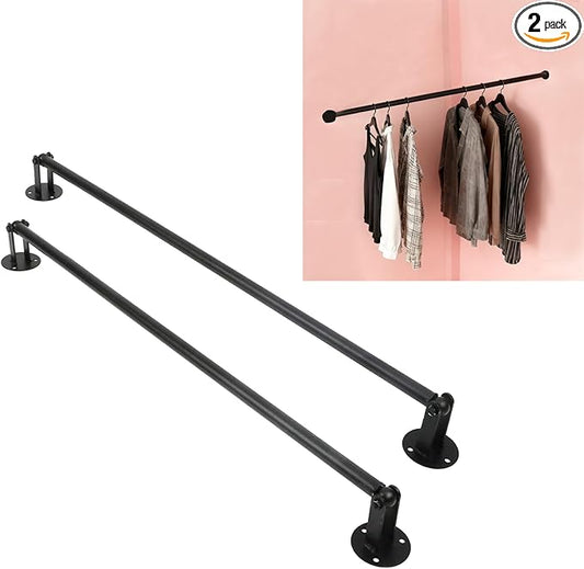 2 Pack 34 Inch Corner Garment Rod, Wardrobe Assistant Corner Angle Adjustable Wall Mounted Clothes Rack for Organizing and Displaying Everyday Attire or Seasonal Clothing