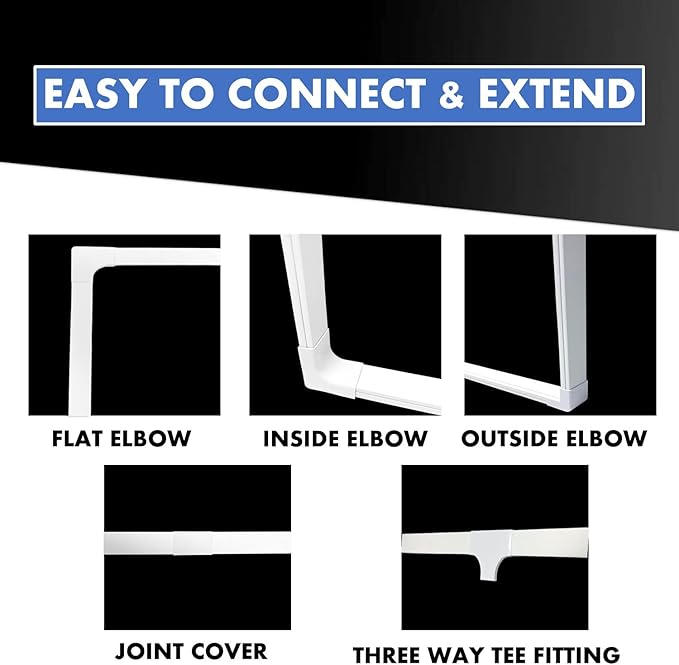 Kable Kontrol Cord Cover Cable Raceway Kit, 144”in Cable Cover Channel, Paintable Self-Adhesive Cable Management Wire Concealer, Cord Hider for Wall Mounted Tv, 1.25” W x 0.43” H – 10 Pcs – White