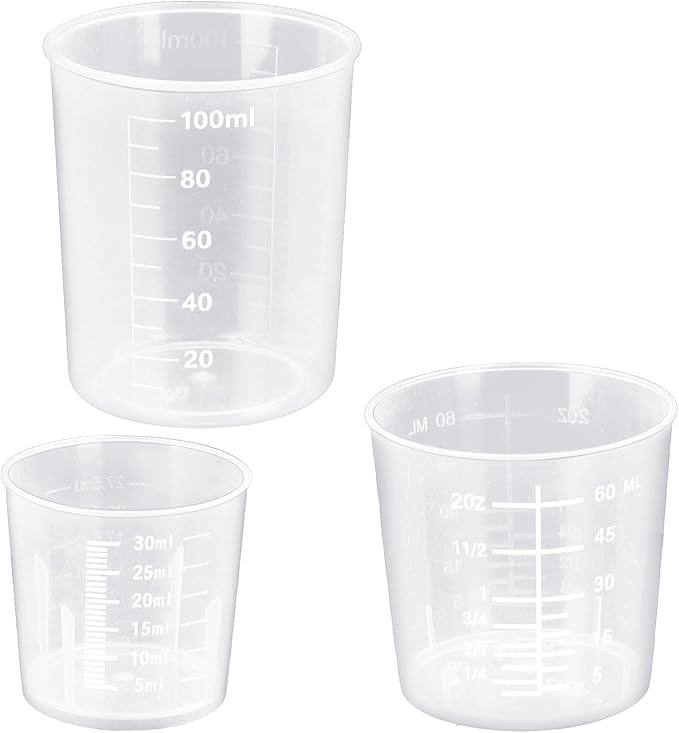 DTDNZKN 3 Pack Measuring Cup Set, Includes 1 Oz (30 Ml), 2 Oz (60 Ml) and 3.4 Oz (100 Ml) Plastic Liquid Measuring Cups- Baking, Cooking, Mixing & Measuring Cups