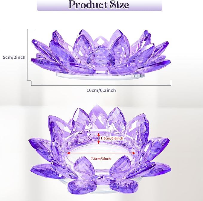 Crystal Flower Jewelry Tray, Transparent Decorative Trinket Dish for Rings, Earrings, Necklaces, Keys for Vanity Dresser Nightstand, Elegant Gift for Women Mother's Day (1, 6.3"(W)- Purple)