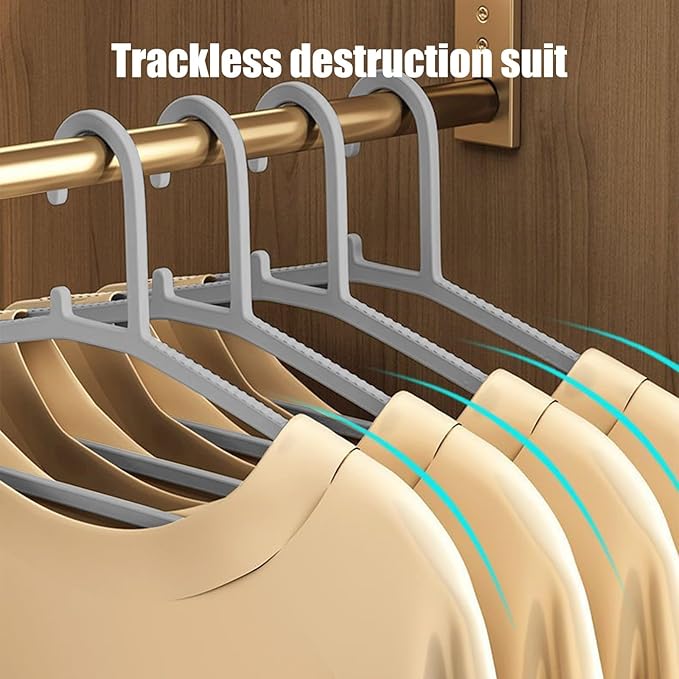 10-Pack Non-Slip Plastic Hangers, Space-Saving, Anti-Marking, Windproof Small Hook, Ideal for Wet & Dry Clothes, Slim Design, Gray/Orange, Strong Shoulders, Multi-Function Household Hangers