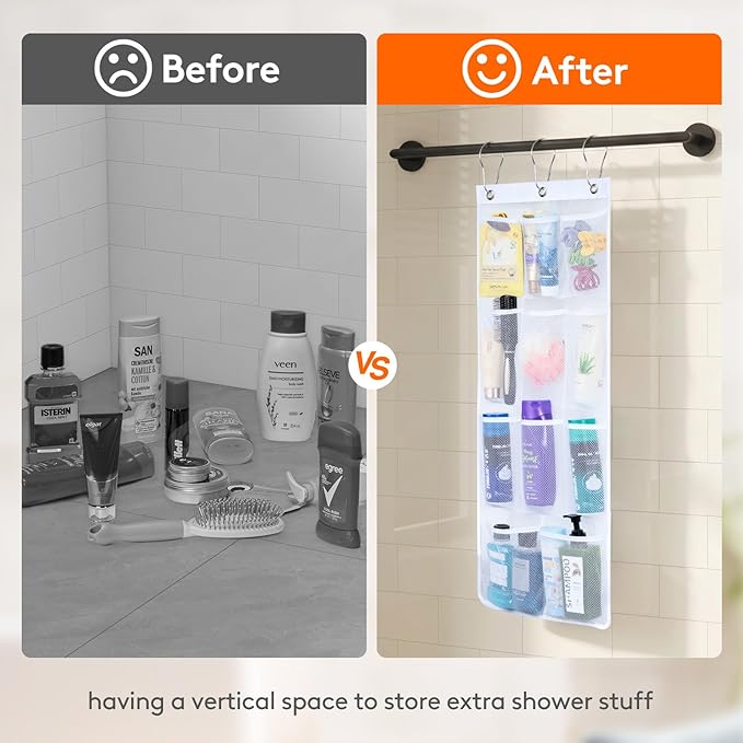 Lifewit Mesh Shower Caddy, 11 Pockets Hanging Shower Organizer with Quick Drying Mesh, Portable Space Saving Bathroom Organizer to Hold Soap, Shampoo and Cruise Ship Essentials, White, 2 Pack
