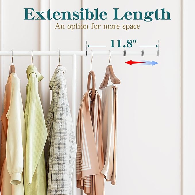 SUOERNUO Clothes Rack with Wheels Rolling Clothing Rack for Hanging Clothes, Portable Metal Garment Rack for Bedroom Laundry Living Room (White, 59.05"*15.75"*59.45")