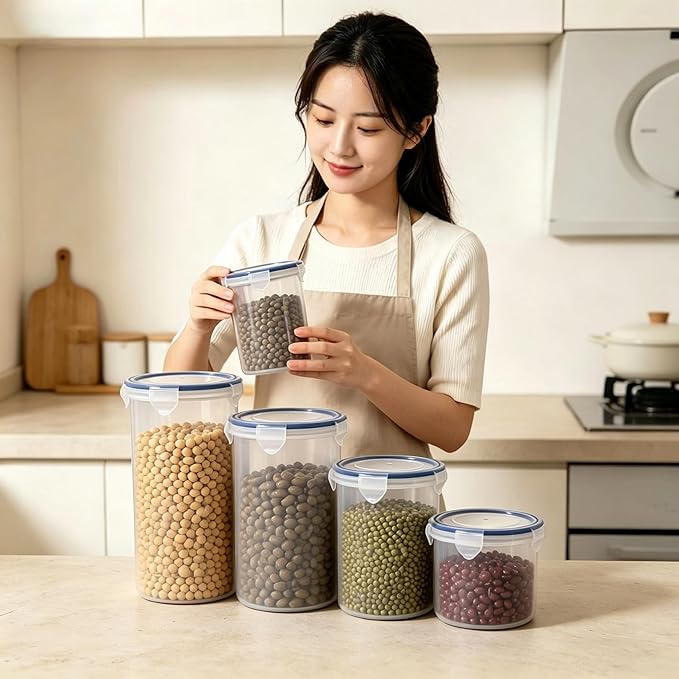 Food Storage Containers Set for 4 Pack, Freezer Containers with Airtight Lids - Microwave, Dishwasher & Freezer Safe - BPA-Free Containers for Fruits, Salads, Grains, Leftovers & More