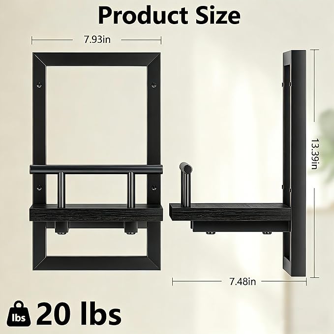 Sbosbo Floating Shelves for Wall, Plant Shelf Indoor, Wall Planters for Indoor Floating Plant Shelves for Bedroom, Living Room, Kitchen, Office, Bathroom Decor (Black, 3 Pack)