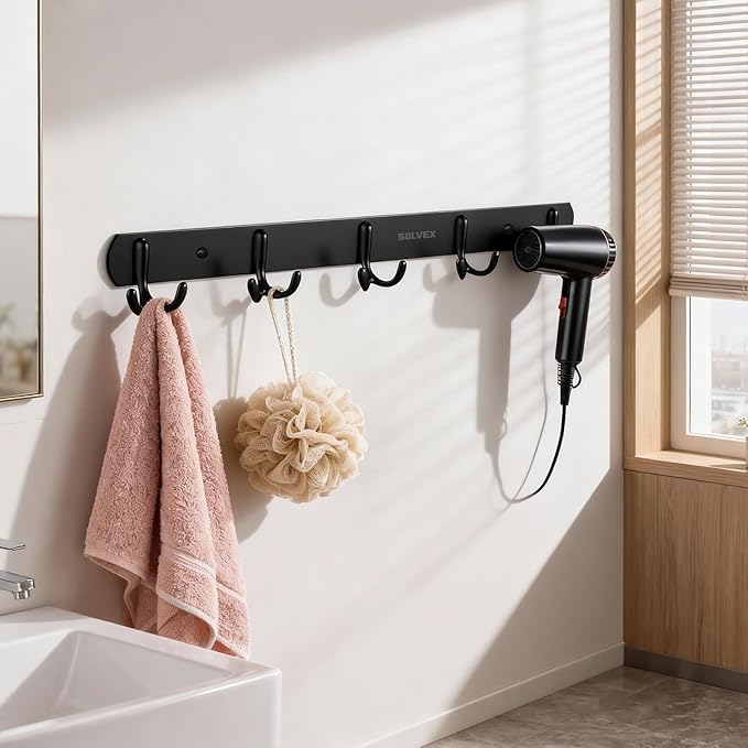 SOLVEX Coat Rack Wall Mount,2 Pack Coat Hooks Wall Mount, Hat Rack Key Holder Bag Hanger for Wall,Wall Hooks for Hanging,Purse Hanger Towel Hooks for Bathroom SP-60303-N