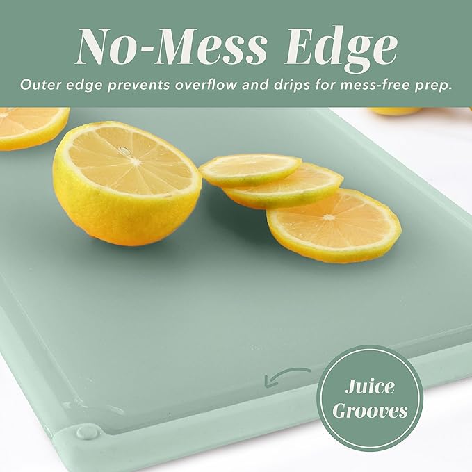 COOK WITH COLOR Extra Large Cutting Board Set, Jumbo-Sized Boards with Rubber Border for Enhanced Cooking Experience, 3-Piece, Sage