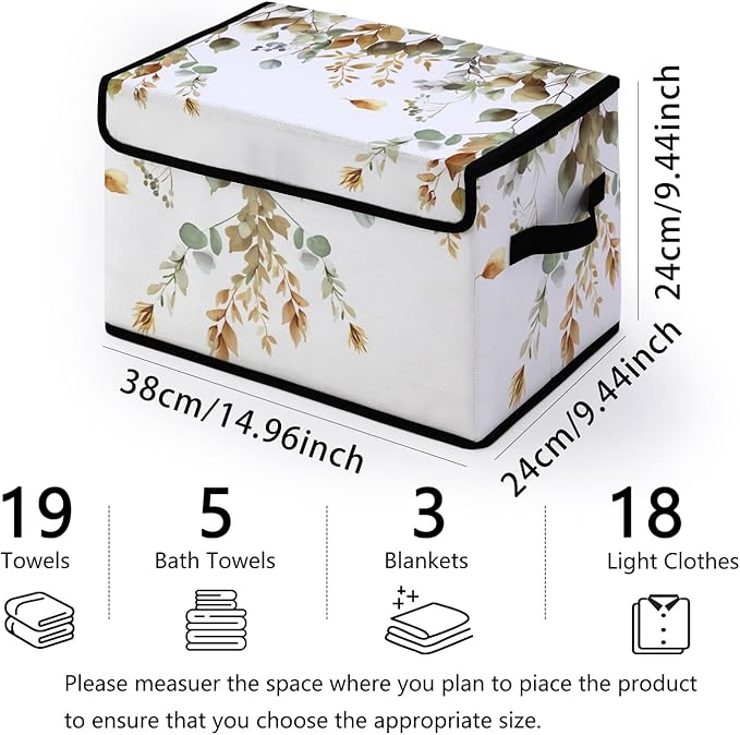 Stackable Storage Bins with Lids,Closet Organizers Fabric Box for Home and Office,Blanket Clothes Organizers,Under Bed Storage Containers 3 Pack