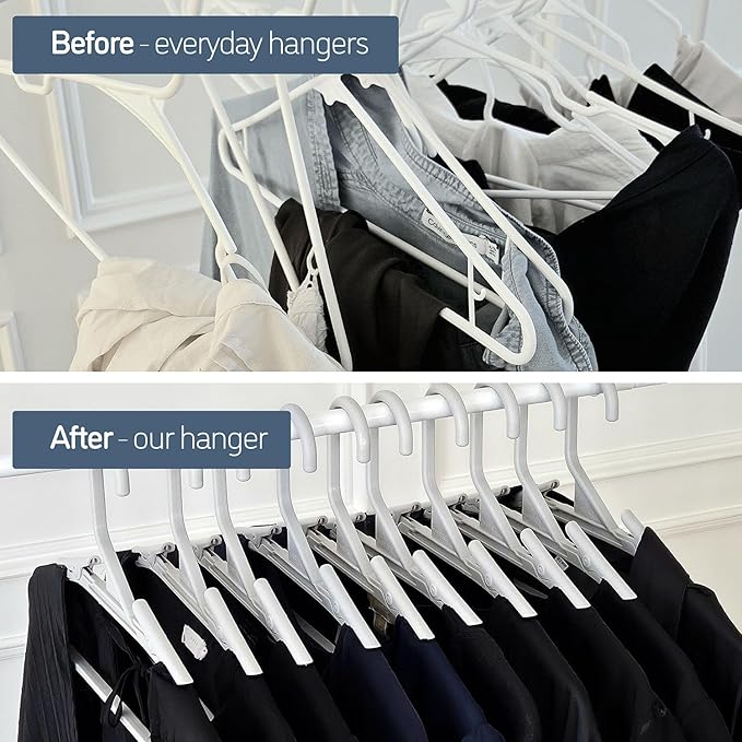 No Hassle-Hangers Best Clothes Hanger Ultra Soft Rubberized Grip Clip Keeps Garments in Place and Off the Floor. Perfect for Wide Neck Silks & Satin Tops, delicates, Athletic wear. (3, Bright Grey)