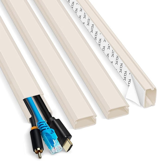 62.8in Cable Cover Wall, Beige Wire Cover for Wall, Paintable Cord Cover Wall Kit, Cord Hiders for TV on Wall, Hide Cords Wall Mounted TV - Cord Concealer Cable Channel 4xL15.7in W0.98in H0.5in