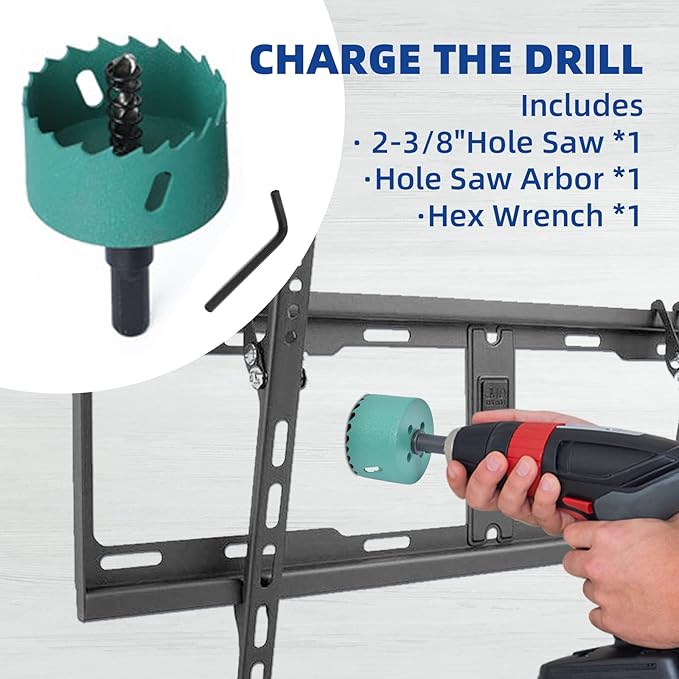 Riozoo TV Wire Hider Kit for Wall Mount TV, White in Wall Cable Management Kit, Includes 2-3/8"(60mm Hole) 2 Pass Throughs and Hole Saw Drill Attachment for Easy Install(Black) (RO-YCX-2P-BK)