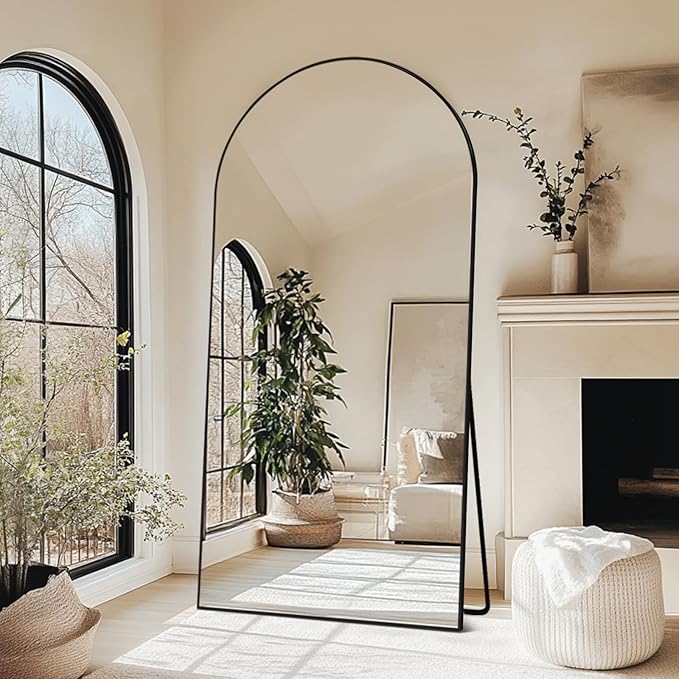 Oversized Full Length Mirror 78x38 Inch - Wall Mounted or Standing Floor Mirror with Aluminum Alloy Frame, Shatterproof Tempered Glass - Modern Mirror for Bedroom, Living Room, Closet, Black