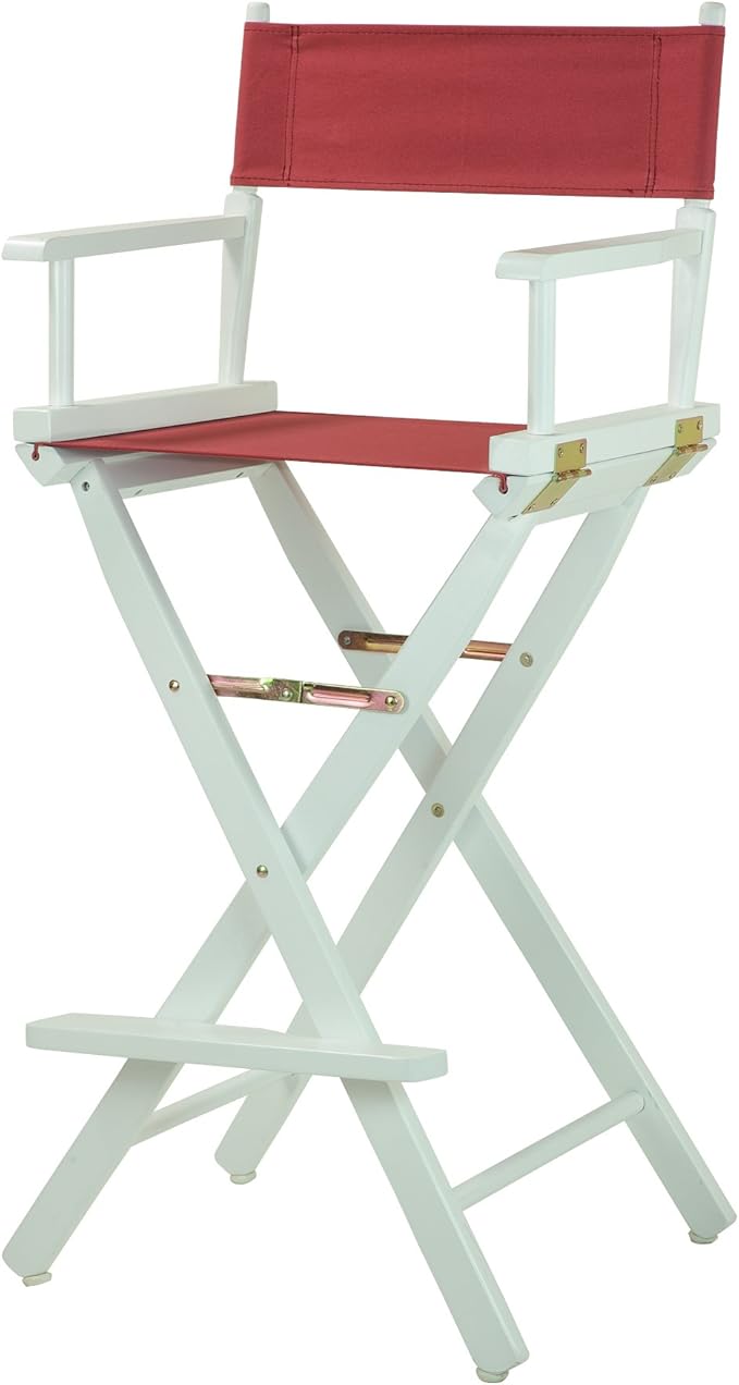 Casual Home Director's Chair ,White Frame/Burgundy Canvas,30" - Bar Height