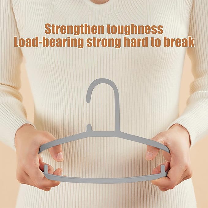 10-Pack Non-Slip Plastic Hangers, Space-Saving, Anti-Marking, Windproof Small Hook, Ideal for Wet & Dry Clothes, Slim Design, Gray/Orange, Strong Shoulders, Multi-Function Household Hangers