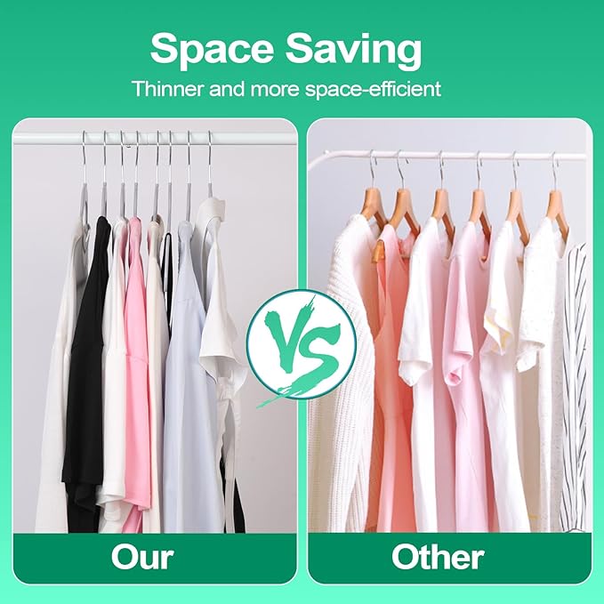 Plastic Coat Hangers 50-Pack,Non-Slip, Space Saving Closet Hangers for Dorm & Apartment - 360° Rotating, Heavy Duty, Durable (Grey)