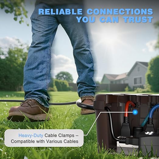 Flemoon Outdoor Electrical Box Waterproof, IP54 Waterproof Extension Cord Cover, Protect Outlet, Plug, Socket, Timer, Power Strip, Holiday Light, Large Weatherproof Connection Box, Brown