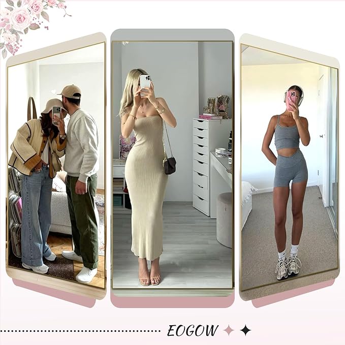 EOGOW 65" x 22" Full Body Mirror,Tempered Glass Shatterproof Full Length Mirror with Stand, Hanging, Wall Mounted Leaning for Bedroom Living Room Entryway
