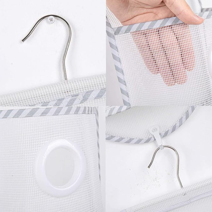 ALYER Small Hanging Mesh Shower Caddy,Series Toiletry and Bath Accessories Organizer (White)