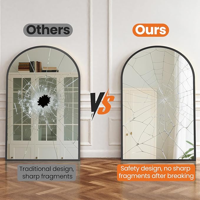 Sweetcrispy 30"x40" Arched Black Bathroom Mirrors for Wall, Bathroom Mirrors for Over Sink, Metal Framed with HD Shatter-Proof Glass for Entryway, Living Room, Bedroom, Home Decor