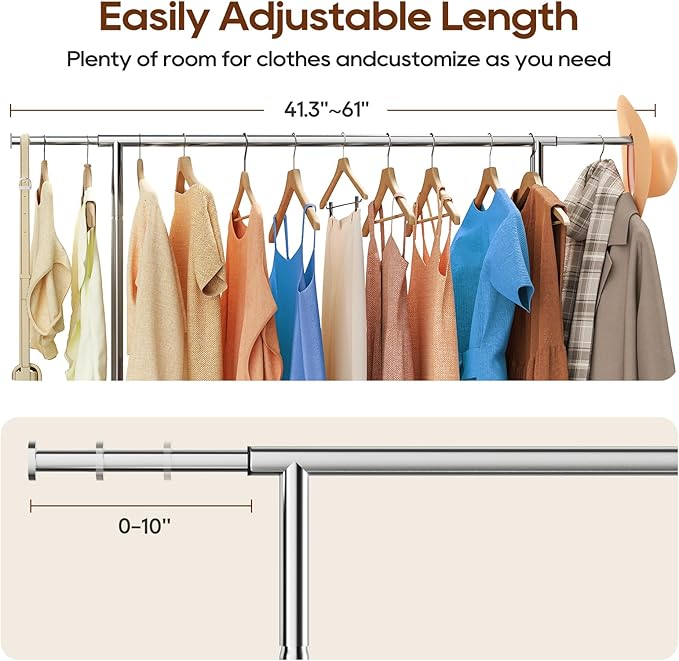 TigerParty Heavy Duty Clothes Rack,Load 600 LBS,Metal Garment Rack,Standing Rolling,Clothing Rack for Hanging Clothes,Portable Closet Wardrobe Rack for Bedroom Laundry Living Room