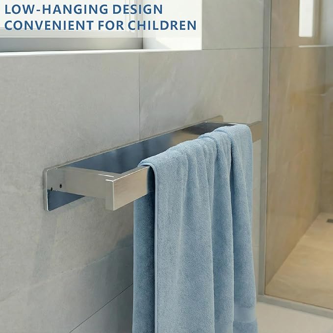Bathroom Towel Bars,16-Inch Stainless Steel Towel Bar for Large Towel,Strong Self-Adhesive/Screws Wall Mounting,Rust-Proof,Towel Holder for Bathroom and Kitchen Storage (Brushed Nickel)