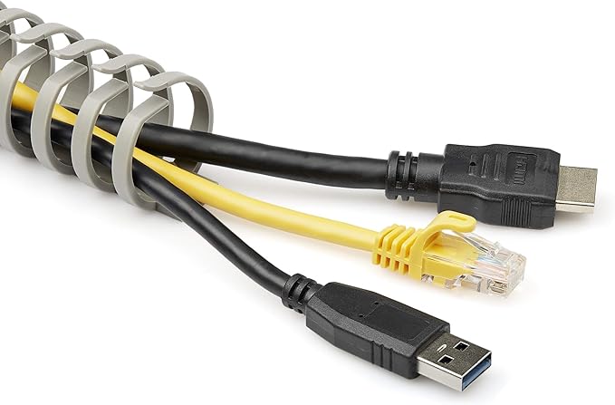 StarTech.com Flexible Cable Management Raceway Spine Vertebrae, 1-1/8"(29mm) W x 1"(25mm) H - 20"(0.5m) Length, Nylon 66 Network Cable/Power Cord Hider Kit, Wall Wire Duct System, UL Listed, TAA