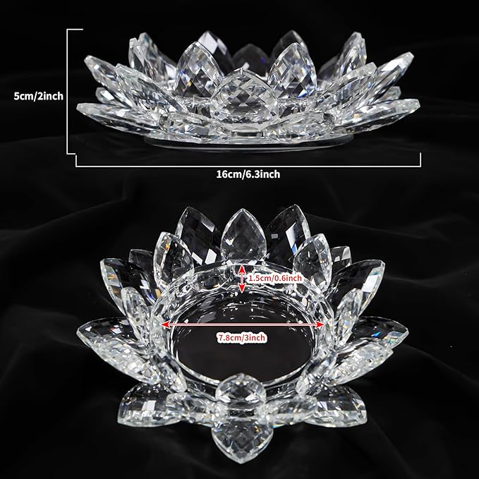 Crystal Flower Jewelry Tray, Transparent Decorative Trinket Dish for Rings, Earrings, Necklaces, Keys for Vanity Dresser Nightstand, Elegant Gift for Women Mother's Day (2, 6.3"(W) - Clear)
