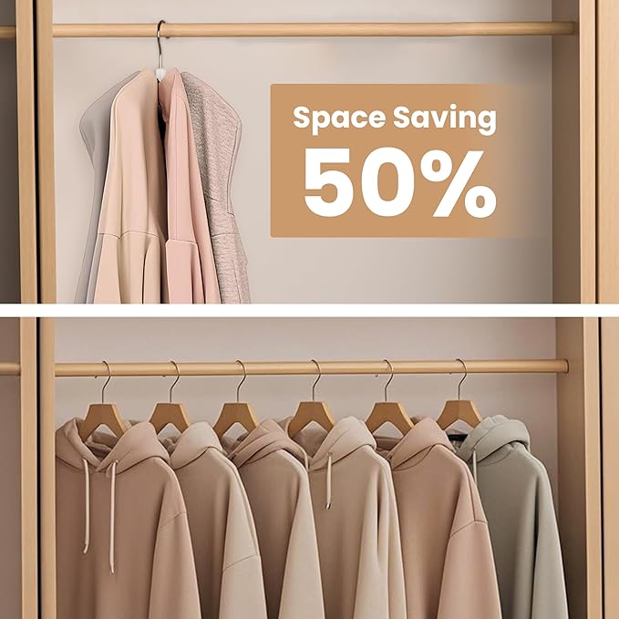 OHIYO 2-Pack 360° Swivel Hoodie Hangers with 6 Cedar Balls, Closet Organizer for Bra, Scarves, Belts, Purse & Accessories Storage