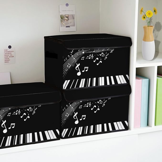 Stackable Storage Bins with Lids,Closet Organizers Fabric Box for Home and Office,Blanket Clothes Organizers,Under Bed Storage Containers 3 Pack