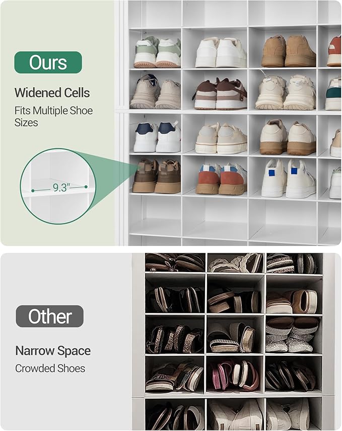 Hzuaneri 13 Tiers Shoe Storage Cabinet, Tall Shoe Cabinet with Cubby, Wooden Shoes Organizer for Closet, 52 Pairs, Shoes Cubby Organizer for Entryway, Hallway, Bedroom, White SR41003X