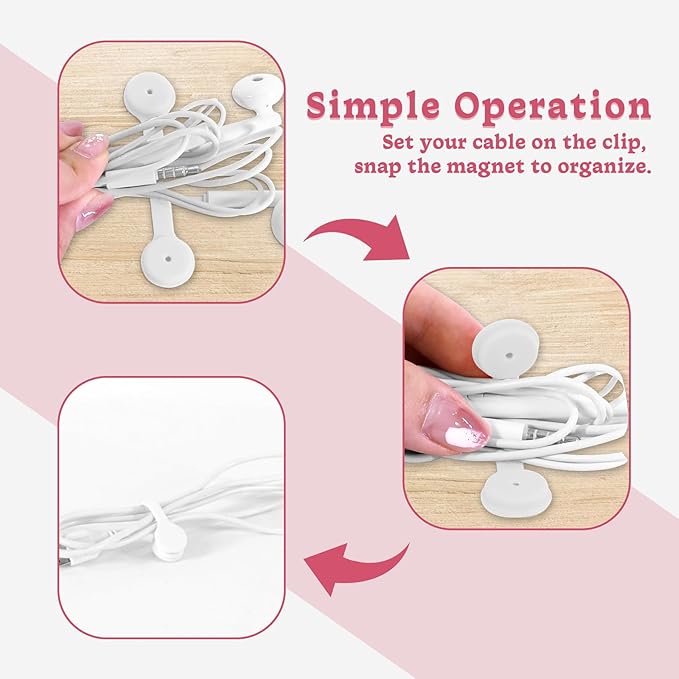 Viaky 6PCS Silicone Cable Straps Reusable Twist Noticeboard Fridge Magnets Ties Earbuds Cord Winder Wrap Bookmark Clips Wire Organizer In Office, Home, School, Kitchen (White)