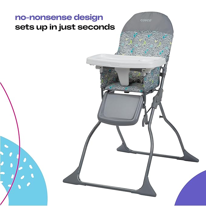 Cosco Kids Highchair for Baby, Simple Foldable High Chair, Convenient, Lightweight, and Compact Design, Spritz