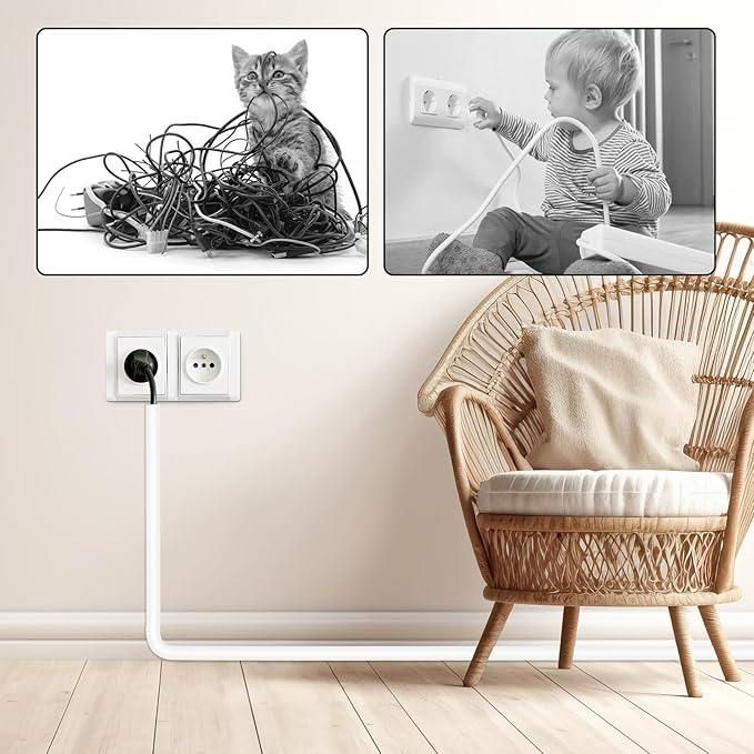 Self-Adhesive Cable Hider, Flexible Wire Cover Cable Raceway for Wires, Wall Mount TV, Home Audio, Network, Power, and Phone Line Managemen (Black, 118inch)