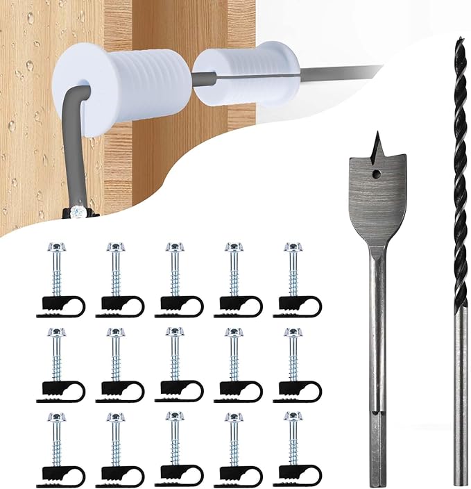 Starlink Cable Routing Kit,Starlink Cable Installation Kit,Starlink Mounting Accessories,2* Grommets, 1" Spade Drill Bit, 5/16" Drill Bit, 15 Wall Clamps (Cable Installation Kit (White)