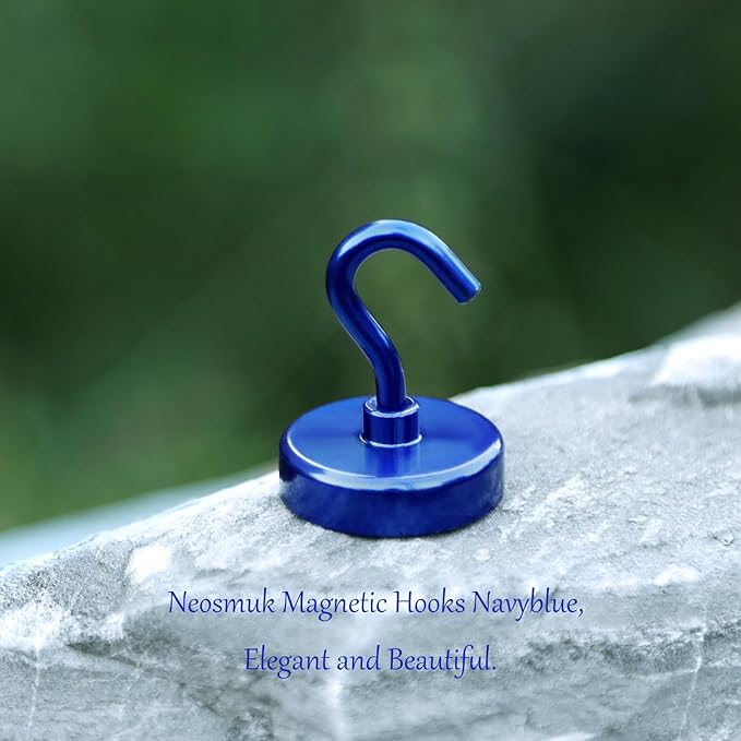 Neosmuk Magnetic Hooks, Heavy Duty 85lb+ Strong Magnet Hook for Cruise Cabins, Cruise Essentials 2026 for Hanging, Metal Wall Refrigerator Hangers (Navyblue, 10 Pack)