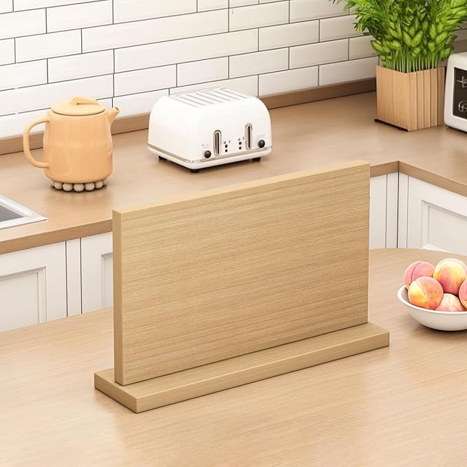 THMINS Magnetic Knife Block, 16 x 9 Inch Double-Sided Wooden Knife Holder for Kitchen Counter, Extra Large Magnetic Knife Stand and Storage Organizer